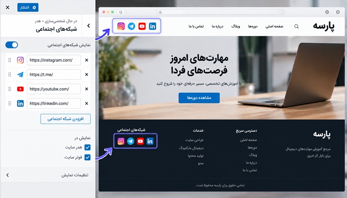 افزودن شبکه اجتماعی در وردپرس