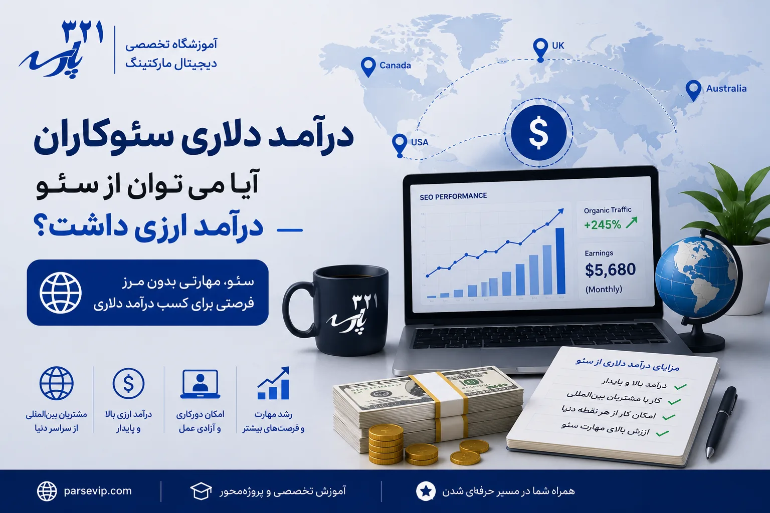 درآمد دلاری سئو