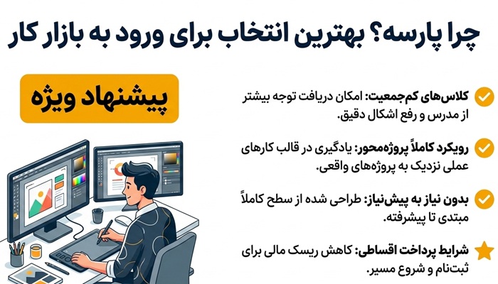 دوره فتوشاپ آموزشگاه پارسه